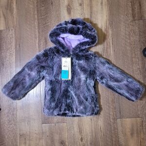 Girls Purple Faux Fur Winter Coat